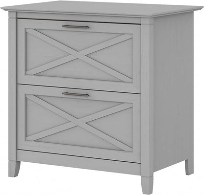 Bush Furniture Key West 2 Drawer Lateral File Cabinet in Cape Cod Gray | Document Storage for Home Office | Accent Chest with Drawers