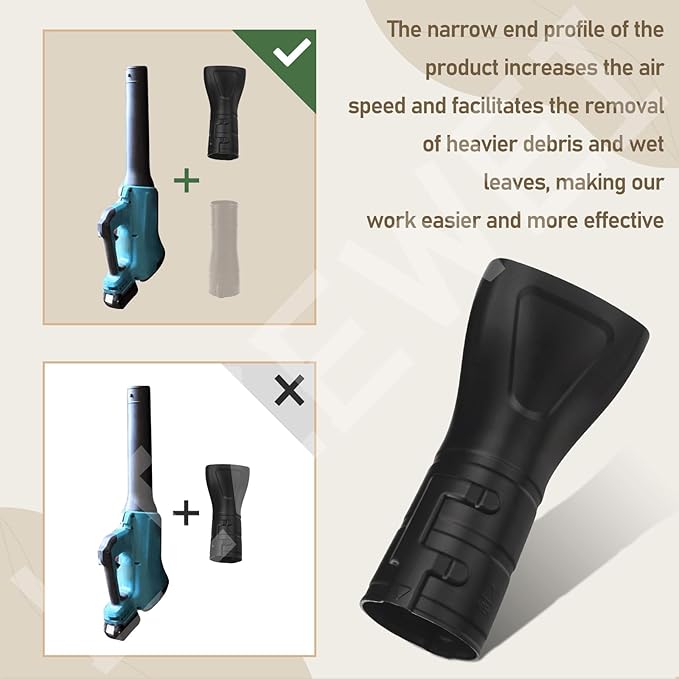 Flat End Nozzle Attachment 197889-6 for Makita X2 36V, 18V Hand held Blower XBU02Z, XBU03, DUB362, for Removing Heavier Debris