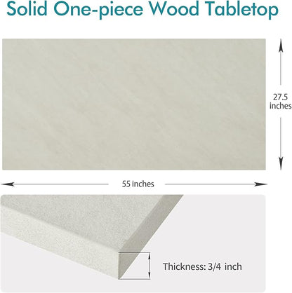 Kaboon Universal Tabletop 55"x27.5", Solid One-Piece Melamine Table Top, Double Desk L-Desk DIY, Home and Office Countertop,Sea Salt/White