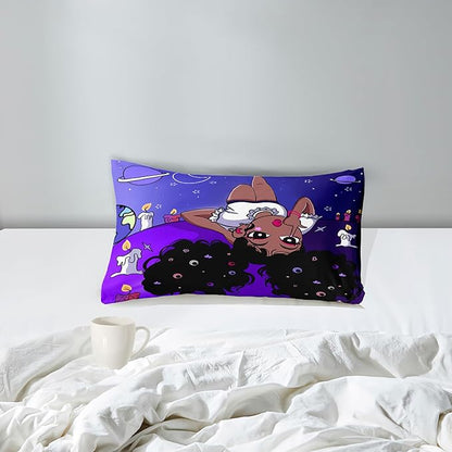 African American Comforter Sets for Girls, Black Girls Comforter Set Twin, Girls Bedroom Decor, Purple Black Girls Bedding Set Kids Comforter Sets with 1 Comforter +1 Pillowcase