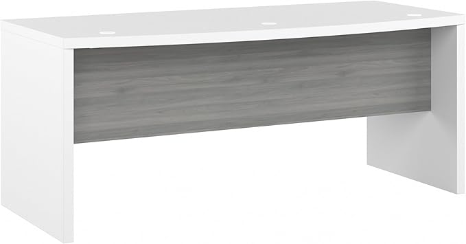 Bush Business Furniture Echo Bow Front Desk, 72W, Pure White and Shiplap Gray