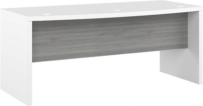 Bush Business Furniture Echo Bow Front Desk, 72W, Pure White and Shiplap Gray