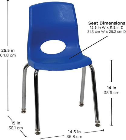 Angeles H, Blue with Chrome Legs, 4 Pack MyPosture Children's Chair, 14-inch