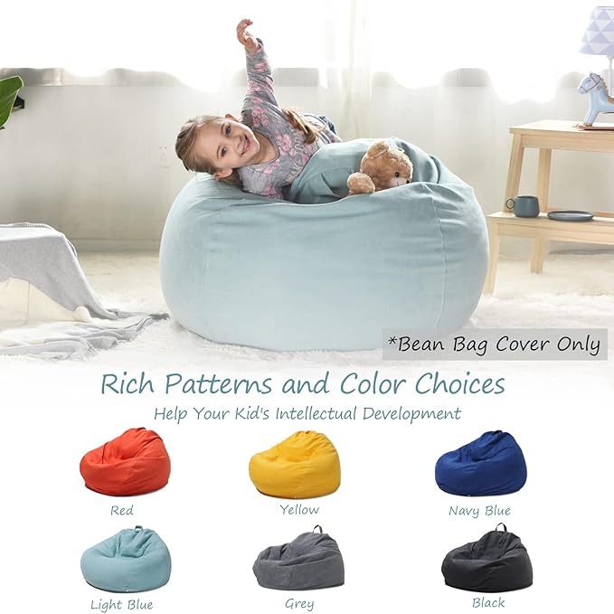 YuppieLife Stuffed Animals Bean Bag Chair Cover Candy-Colored Bean Bag（Just Cover, No Filling）/Extra Large Stuff 'n Sit Organization/Toy Storage Bag/Kids Toys Organizer（27'',Mint Green）
