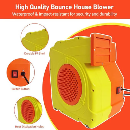 Inflatable Bounce House Blower,1400W-1600W,1.7 HP & 2 HP Dual Speed Inflatable Blower,Powerful Bounce House Air Blower Fan for Large Inflatable Bounce House, Bouncy Castle and Slides