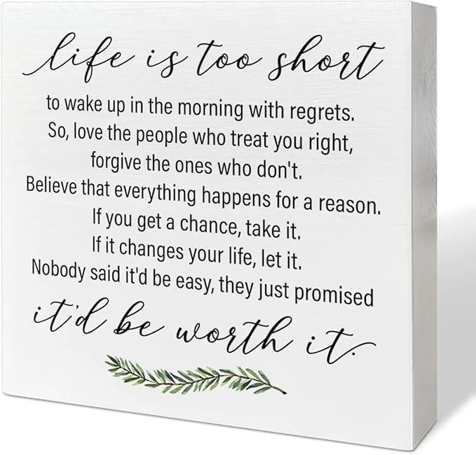Home Office Desk Wooden Box Sign Decor, Believe that Everything Happens for A Reason, Inspirational Quotes Desk Decor Motivational Desk Decorations for Women Men Student Office Classroom School