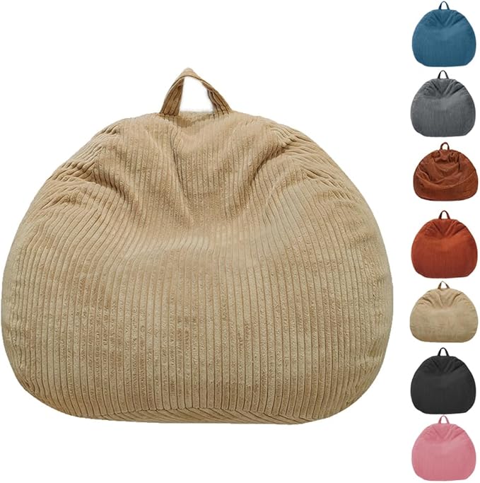 Stuffed Animal Storage Bean Bag Chair - Bean Bag for Kids - Toy Storage Bag - Chair Gifts for Kids (Small, Khaki)