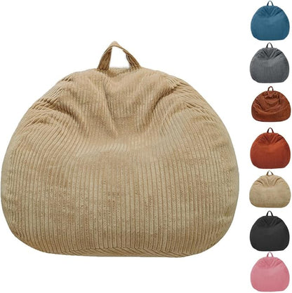 Stuffed Animal Storage Bean Bag Chair - Bean Bag for Kids - Toy Storage Bag - Chair Gifts for Kids (Small, Khaki)