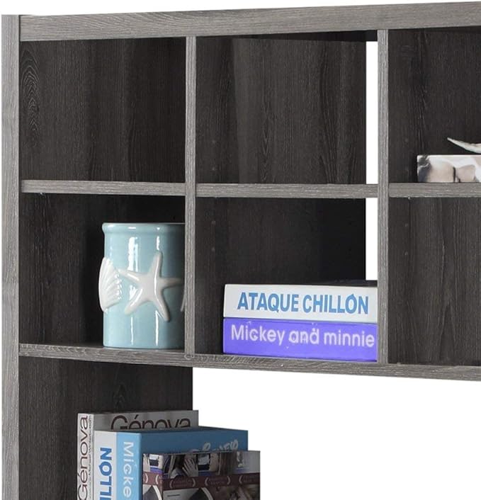 Monarch Specialties I Storage-Bookcase Left Or Right Set Up-Corner Desk with Multiple Adjustable Shelves, 60"L, Dark Taupe