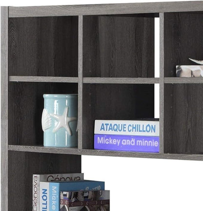 Monarch Specialties I Storage-Bookcase Left Or Right Set Up-Corner Desk with Multiple Adjustable Shelves, 60"L, Dark Taupe