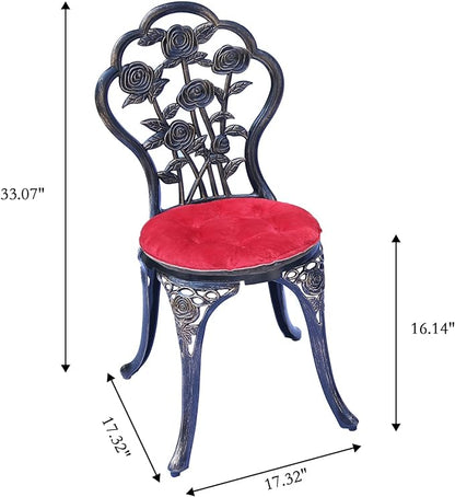 Mandolin Patio Table and Chairs,5 Piece Outdoor Dining Set,Rust-Resistant Cast Aluminum Bistro Set with Cushion.Rose Design (Copper)
