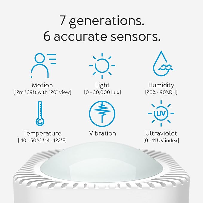 Aeotec MultiSensor 7, 6-in-1 Zwave Sensors Contains Monitor Motion, Temperature, Light, Humidity, UV, and Vibration, Z-Wave Plus, Gen7, S2, SmartStart Enabled, Compatible with Zwave Hub Smartthings