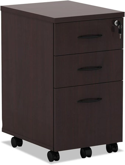 Alera ALEVA572816MY 15.88 in. x 20.5 in. x 28.38 in. Valencia Series 3-Drawer Mobile File Pedestal - Mahogany