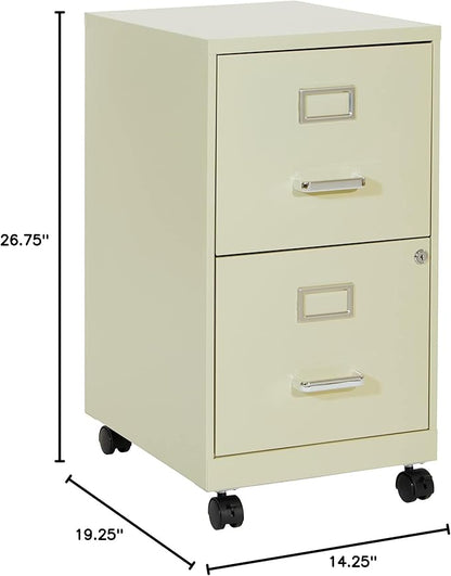 OSP Home Furnishings 2 Drawer Mobile Locking Metal File Cabinet, Tan