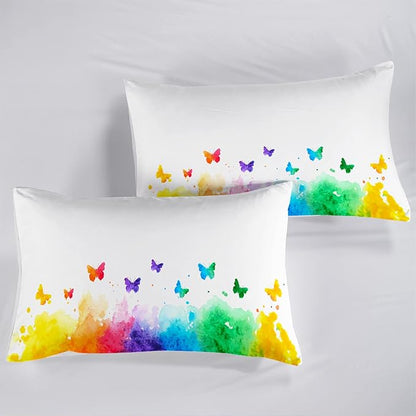 CVHOUSE Butterfly Bedding Set,Butterfly Comforter King,Butterfly Comforter Set for Girls Kids Teens,Butterflies Quilt Set with 1 Comforter and 2 Pillow Cases- 3 Piece