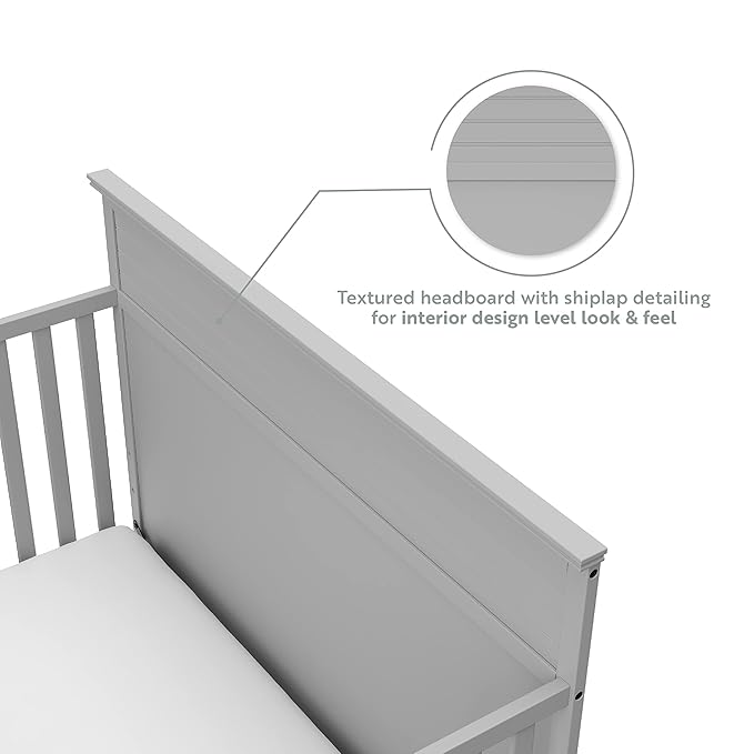 STORKCRAFT Homestead 5-in-1 Convertible Crib with Drawer (Pebble Gray) – GREENGUARD Gold Certified, Crib with Drawer Combo, includes Nursery Storage Drawer, Converts to Toddler Bed and Full-Size Bed
