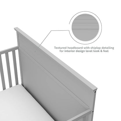 STORKCRAFT Homestead 5-in-1 Convertible Crib with Drawer (Pebble Gray) – GREENGUARD Gold Certified, Crib with Drawer Combo, includes Nursery Storage Drawer, Converts to Toddler Bed and Full-Size Bed