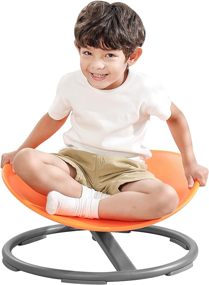 Sensory Spinning Chair for Autism Kids Sit and Spin Chair for Kids ADHD Chair Training Body Coordination Kids Swivel Chair Autism Sensory Products (Orange)