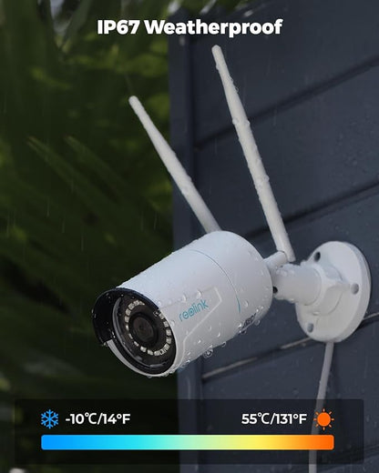 REOLINK Plug-in Outdoor WiFi Security Camera, 5MP HD Dual Band Wired Wi-Fi Camera for Home Security-2.4/5 Ghz, Smart Detection, Motion Detection, Night Vision, IP67 Waterproof, RLC-510WA
