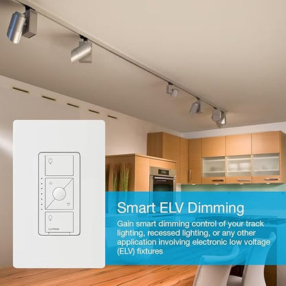 Lutron Caseta Original Smart Dimmer Switch ELV+ (Lutron Hub Required), 250W LED, Single-Pole/3-Way, Neutral Required, PD-5NE-IV, Ivory