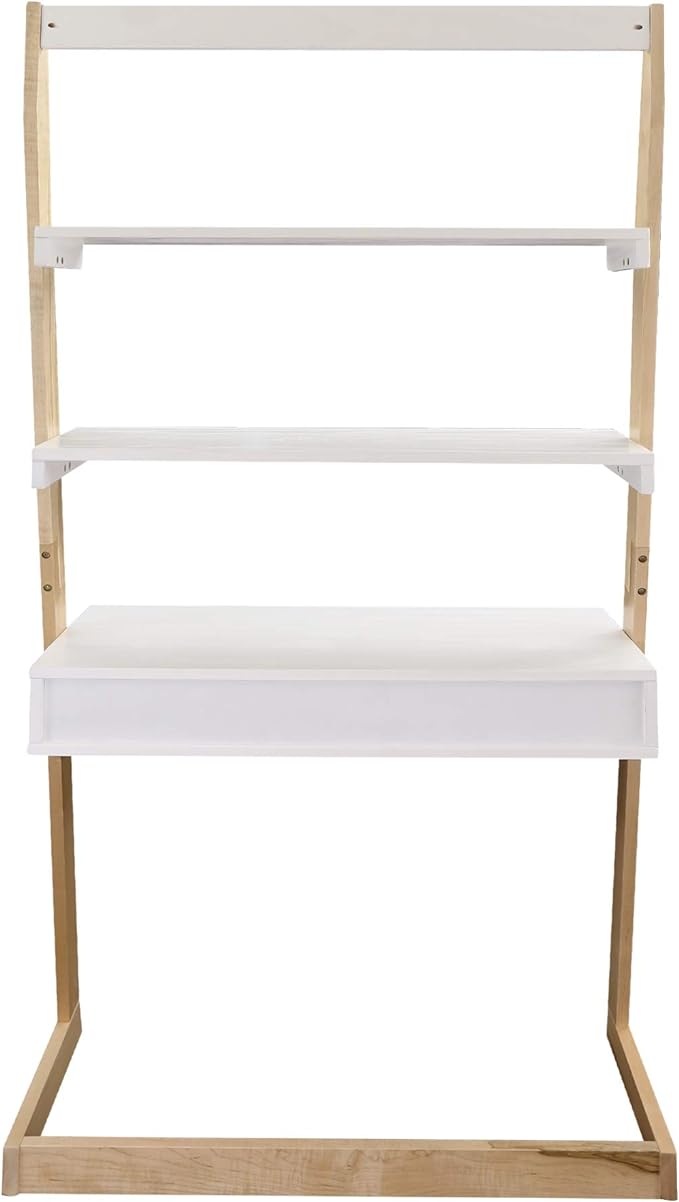 American Trails Freestanding Ladder Desk With Drawer, Natural Maple/White