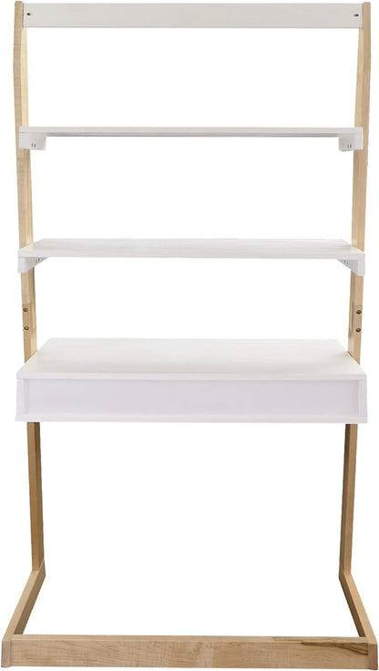 American Trails Freestanding Ladder Desk With Drawer, Natural Maple/White