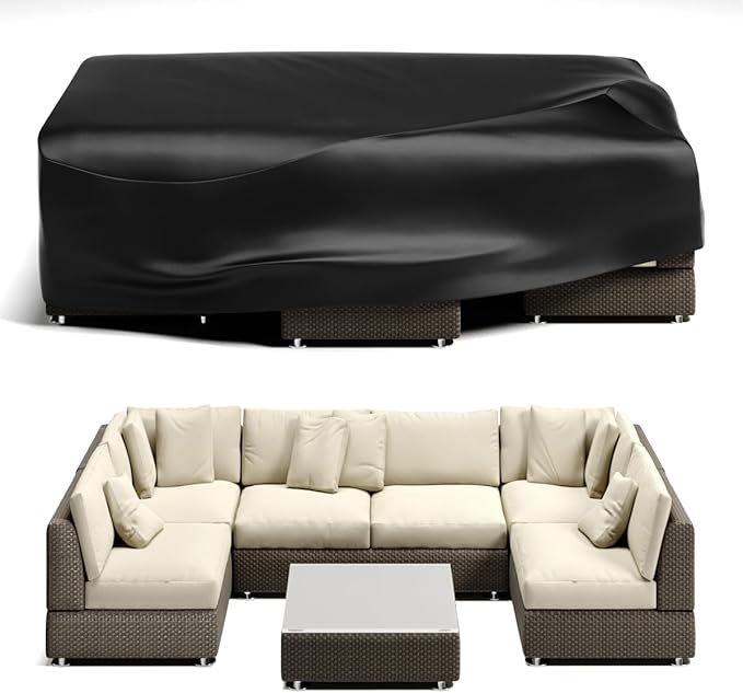 Waterproof Patio Furniture Set Cover,Outdoor Dining Table and Chairs Set Cover,Outside UV Resistant Snow Protection Cover,Rectangle Couch Sectional Cover- Fits up to 107L x 66W x 28H inches