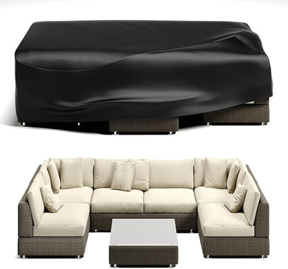 Waterproof Patio Furniture Set Cover,Outdoor Dining Table and Chairs Set Cover,Outside UV Resistant Snow Protection Cover,Rectangle Couch Sectional Cover- Fits up to 107L x 66W x 28H inches