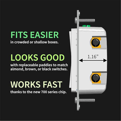 Zooz 800 Series Z-Wave Long Range S2 Dimmer Switch ZEN77 800LR, White | Simple Direct 3-Way and 4-Way Solution (Works with Regular Switches, No Aux Switch Needed) | Z-Wave Hub Required