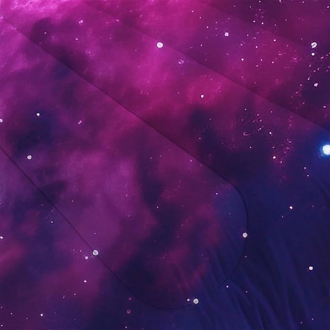 Galaxy Bedding Twin Size Purple Outer Space Comforter Set for Girls Boys Kids Children Bedroom Dorm Quilt 1 Comforter + 1 Pillow Case
