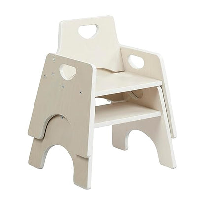 ECR4Kids Stackable Wooden Toddler Chair, 8in, Kids Furniture, White Wash, 2-Pack