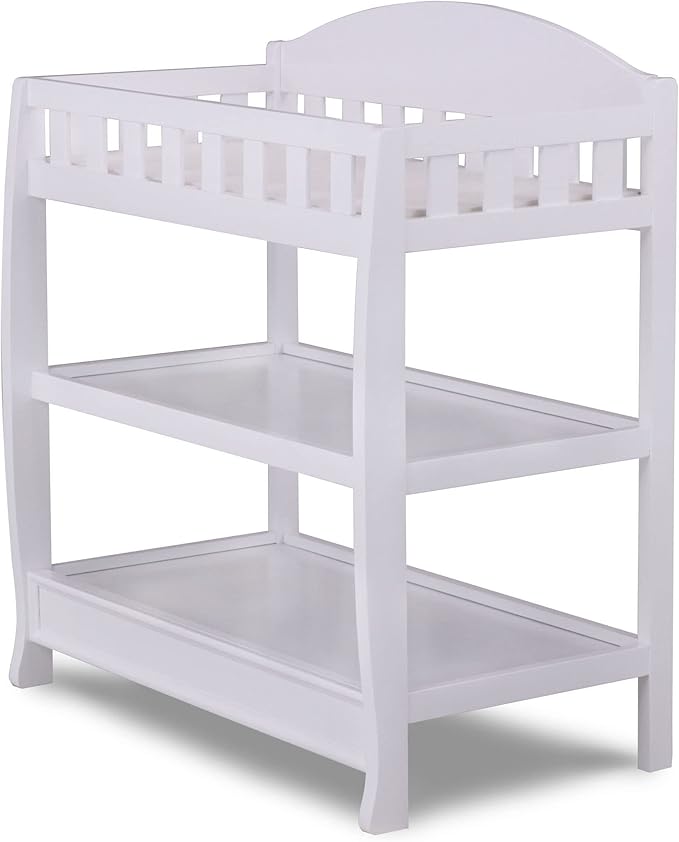 Delta Children Heartland 4-in-1 Convertible Crib Infant Changing Table with Pad + Serta Perfect Start Crib Mattress, Bianca White