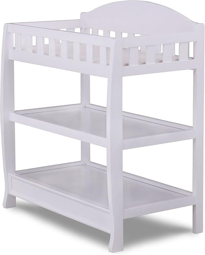 Delta Children Heartland 4-in-1 Convertible Crib Infant Changing Table with Pad + Serta Perfect Start Crib Mattress, Bianca White