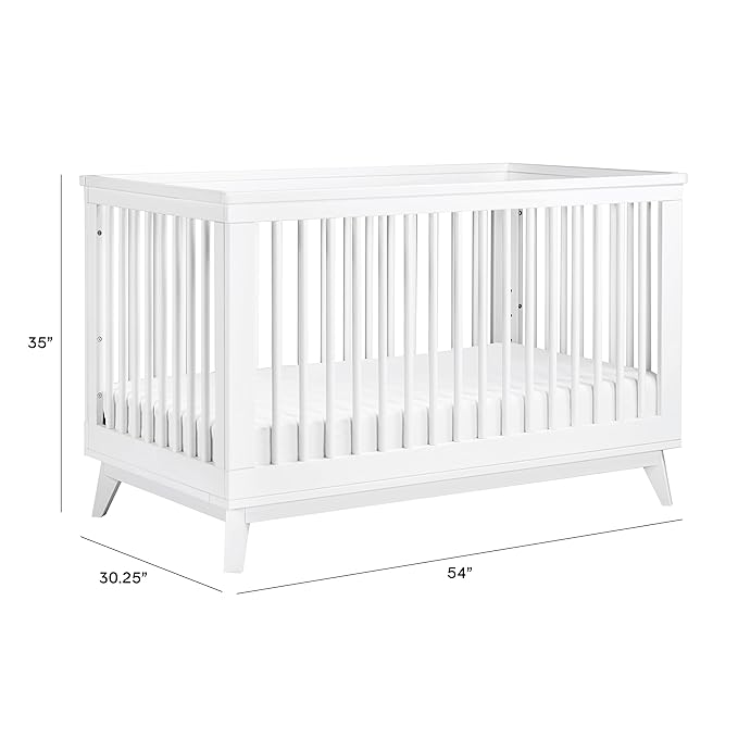 Babyletto Scoot 3-in-1 Convertible Crib with Toddler Bed Conversion Kit in White, Greenguard Gold Certified