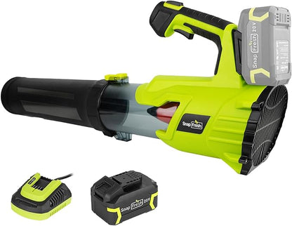 SnapFresh Cordless Leaf Blower - 550CFM Brushless Electric Leaf Blower with 4.0 Ah Battery and Fast Charger - Lightweight 20V Yard and Garden Blower for Lawn Care…