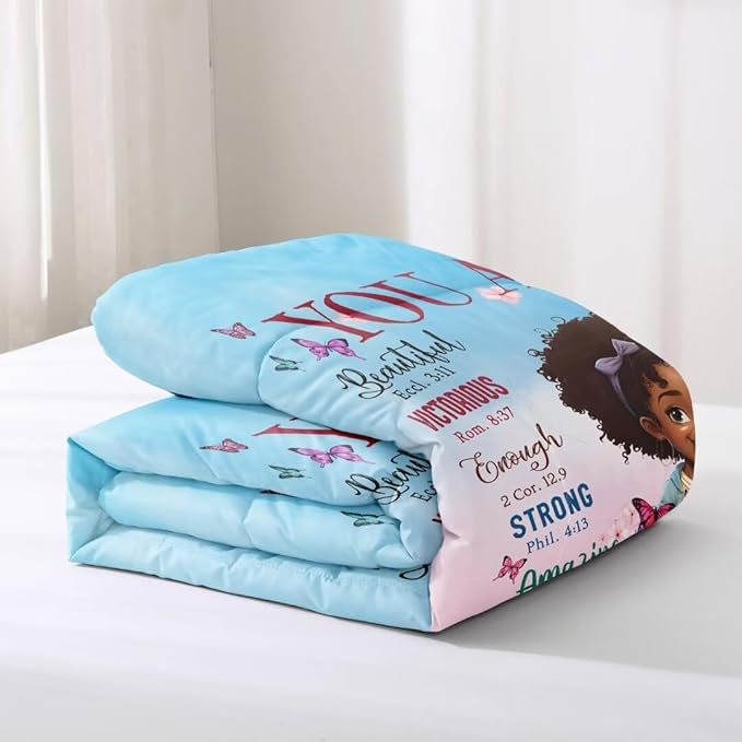 Black Girl Comforter Set Full for Kids Teens,God Says You are Comforter Set for Black Women,Black Girl Magic Bedding Set,African American Girl Bed Bedroom Set