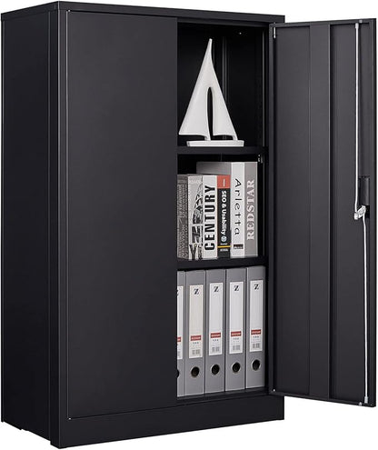 41.97" Metal Storage Doors and Adjustable Shelf,Folding Filing Cabinets w/Solid Steel Tube Locking Shaft,for Home Office,School,Garage,Black
