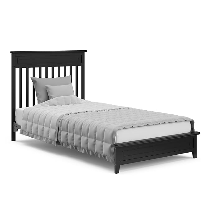 Storkcraft Petal 4-in-1 Convertible Mini Crib (Black) – GREENGUARD Gold Certified, Converts to Daybed and Twin-Size Bed, includes Bonus 2.75-inch Mini Crib Mattress