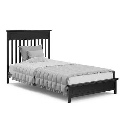 Storkcraft Petal 4-in-1 Convertible Mini Crib (Black) – GREENGUARD Gold Certified, Converts to Daybed and Twin-Size Bed, includes Bonus 2.75-inch Mini Crib Mattress
