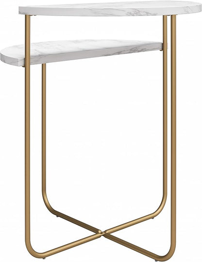 Novogratz Athena End Table, White Marble