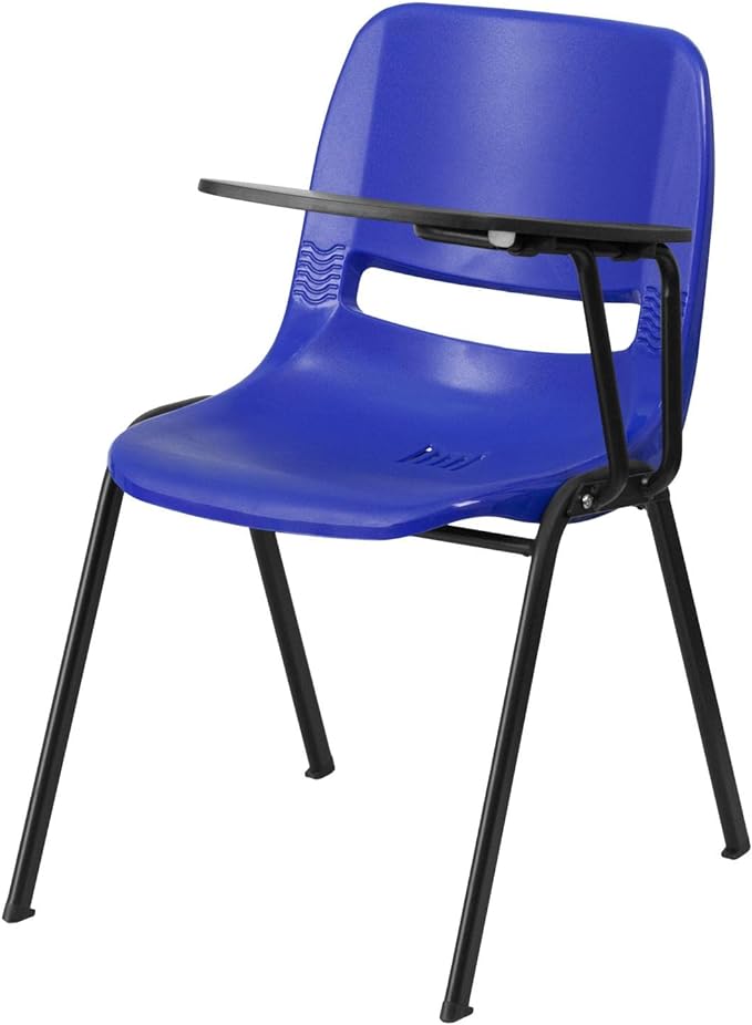 Flash Furniture Blue Ergonomic Shell Chair with Left Handed Flip-Up Tablet Arm