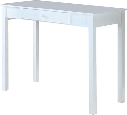 InRoom Designs Kings Brand White Finish Wood Home Office Secretary Writing Desk,