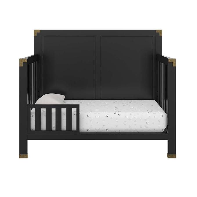 Baby Relax Miles 5-in-1 Convertible Crib, Solid Pine Wood, Black
