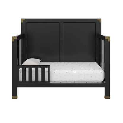 Baby Relax Miles 5-in-1 Convertible Crib, Solid Pine Wood, Black