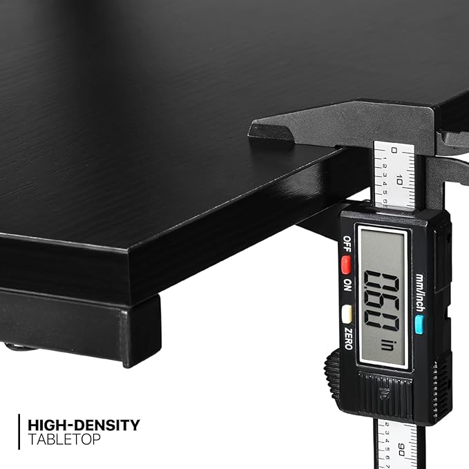 MoNiBloom L Shaped Gaming Desk Computer Corner Table with Metal Frame, L Desk Workstation for Home Office, Space-Saving, Black