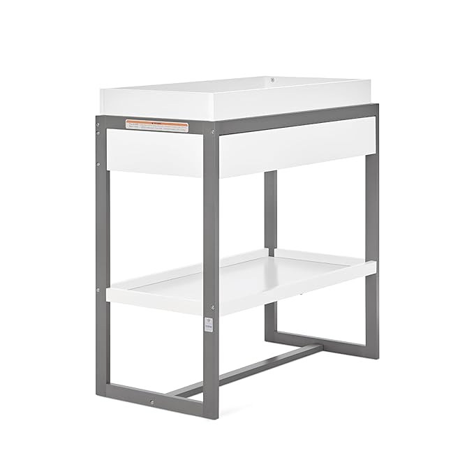 av2023-Dream nontoxic strap-3b688703 Arlo Changing Table, Made of Solid New Zealand Pinewood, Non-Toxic Finish, Comes with Water Resistant Mattress Pad & Safety Strap, Steel Grey And White