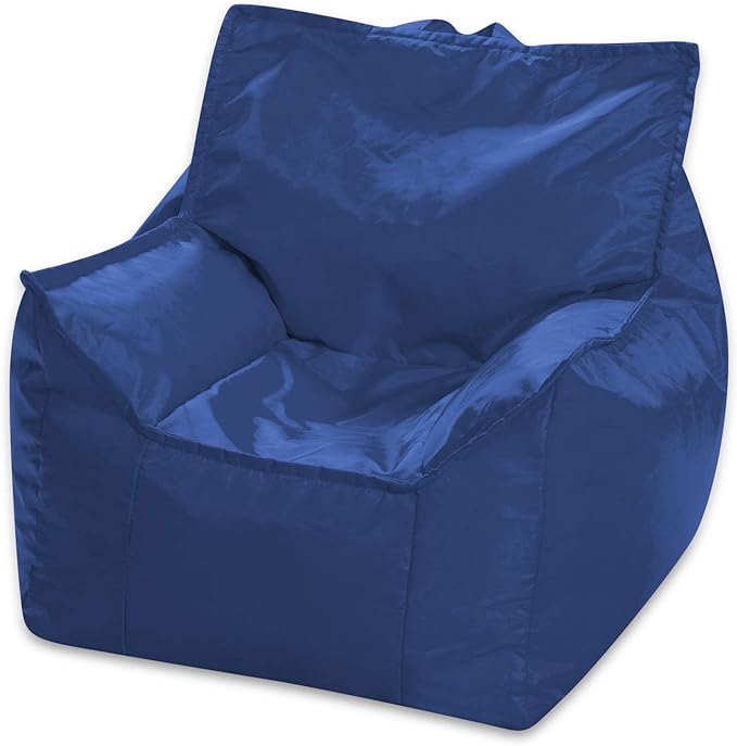 Posh Creations Bean Bag Chair Structured Comfy Seat Use for Gaming, Reading and Watching TV, Newport, Navy