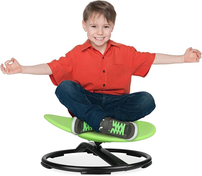 Kids Swivel Chair, Spinning Chair for Kids, Sit and Spin Chair for Kids,Balance Physical Therapy Equipment, Training Body Coordination，Sensory Spinning Seat for Kids (Green)