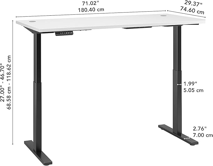 Bush Business Furniture Move 60 Electric Ergonomic Sit-Stand Computer Table for Home and Professional Office, 72W x 30D, White