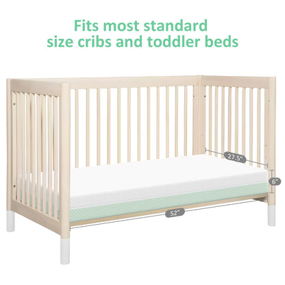 Crib Mattress, Dual Sided Comfort Memory Foam Toddler Bed Mattress, Triple-Layer Breathable Premium Baby Mattress for Infant and Toddler w/Removable Outer Cover - White&Blue